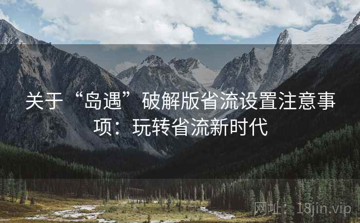 关于“岛遇”破解版省流设置注意事项：玩转省流新时代