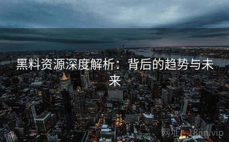 黑料资源深度解析：背后的趋势与未来