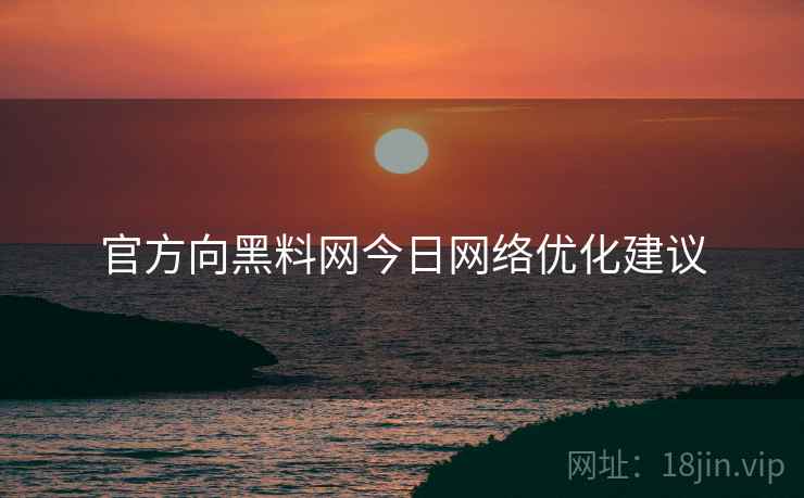 官方向黑料网今日网络优化建议